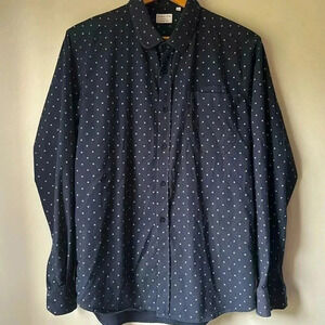 7 Diamonds Shirt Men's Size L Navy Blue Button Up Long Sleeve